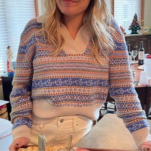 J. Crew Fairisle Collared Sweater